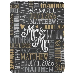 Signature Style Wedding Couple Plush Blanket