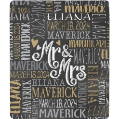 Signature Style Wedding Couple Plush Blanket