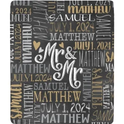 Signature Style Wedding Couple Plush Blanket