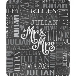 Signature Style Wedding Couple Plush Blanket