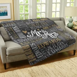 Signature Style Wedding Couple Plush Blanket