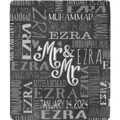 Signature Style Wedding Couple Plush Blanket