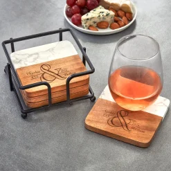 Simple Elegance Marble Wood Coasters