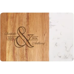 Simple Elegance Marble Wood Server