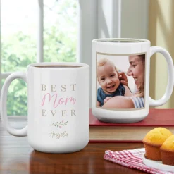 Simply The Best Mom Ever Floral Photo Mug