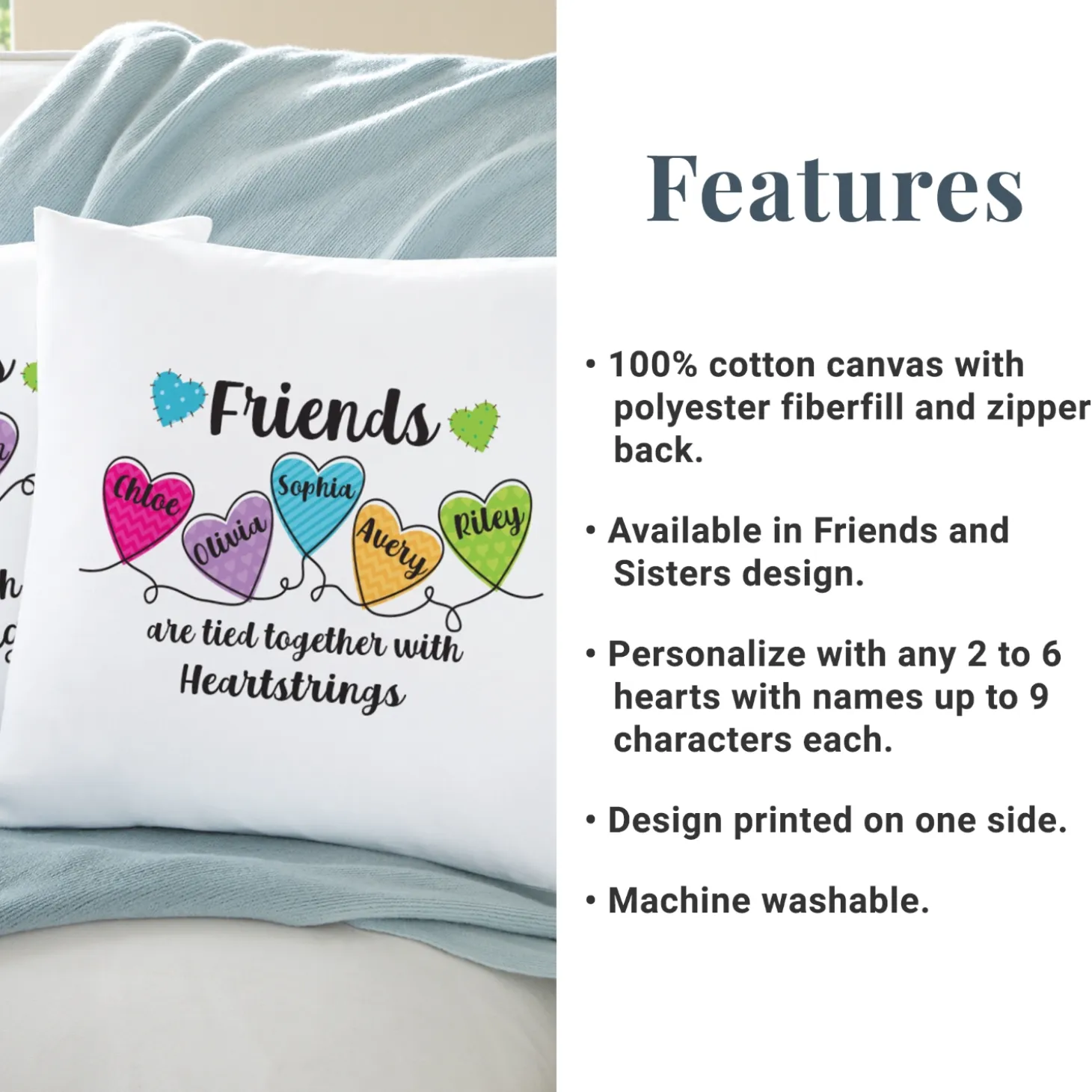 Sisters and Friends Heartstrings Throw Pillow
