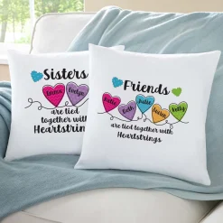 Sisters and Friends Heartstrings Throw Pillow