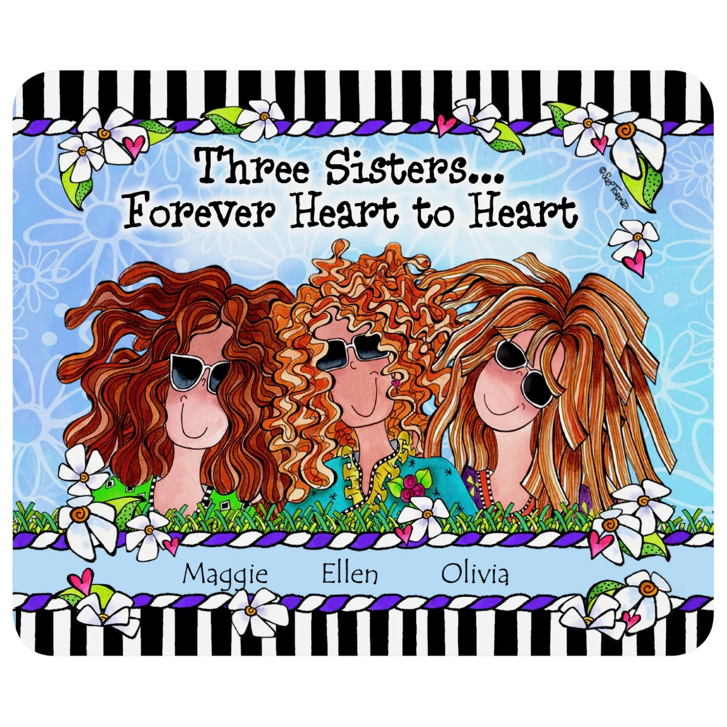 Sisters Heart to Heart Mouse Pad by Suzy Toronto
