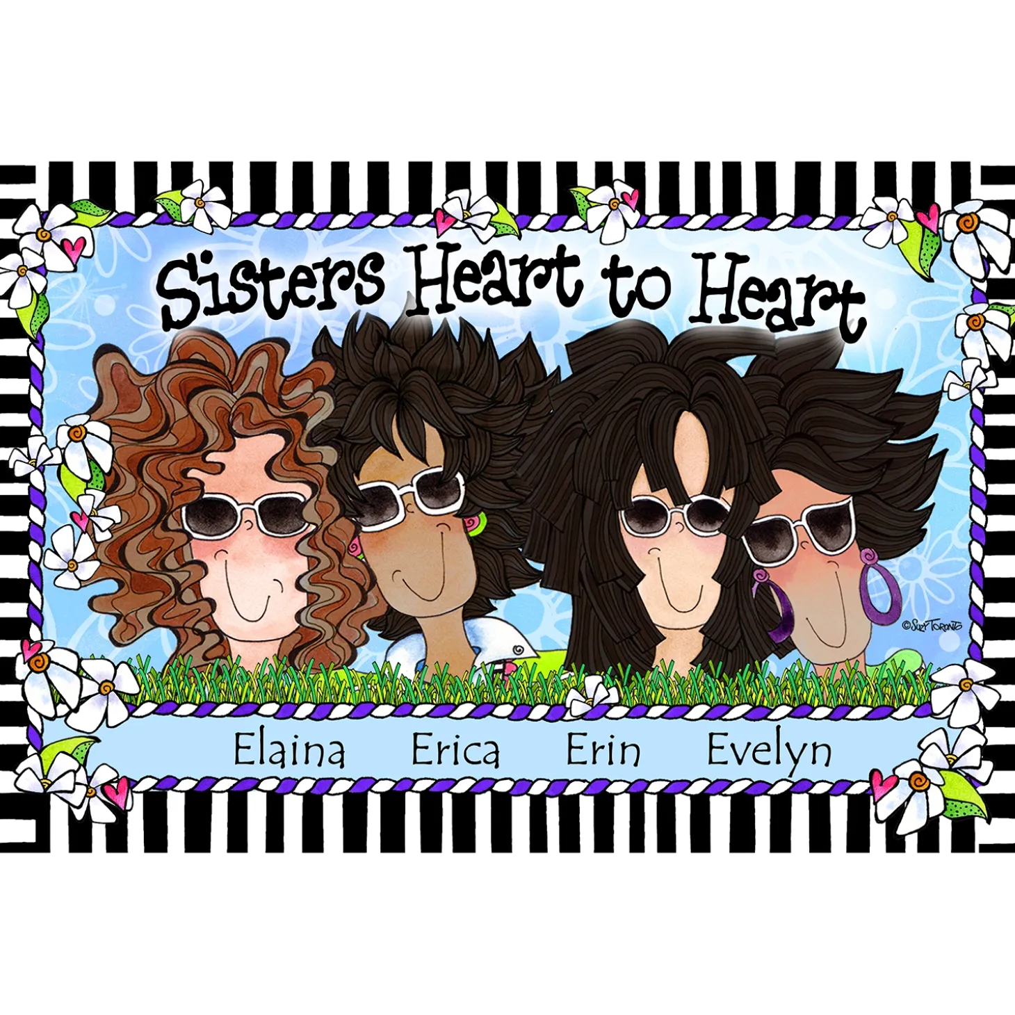Sisters Heart to Heart Tote Bag by Suzy Toronto