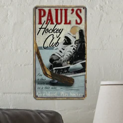 Slap Shot Hockey Metal Sign