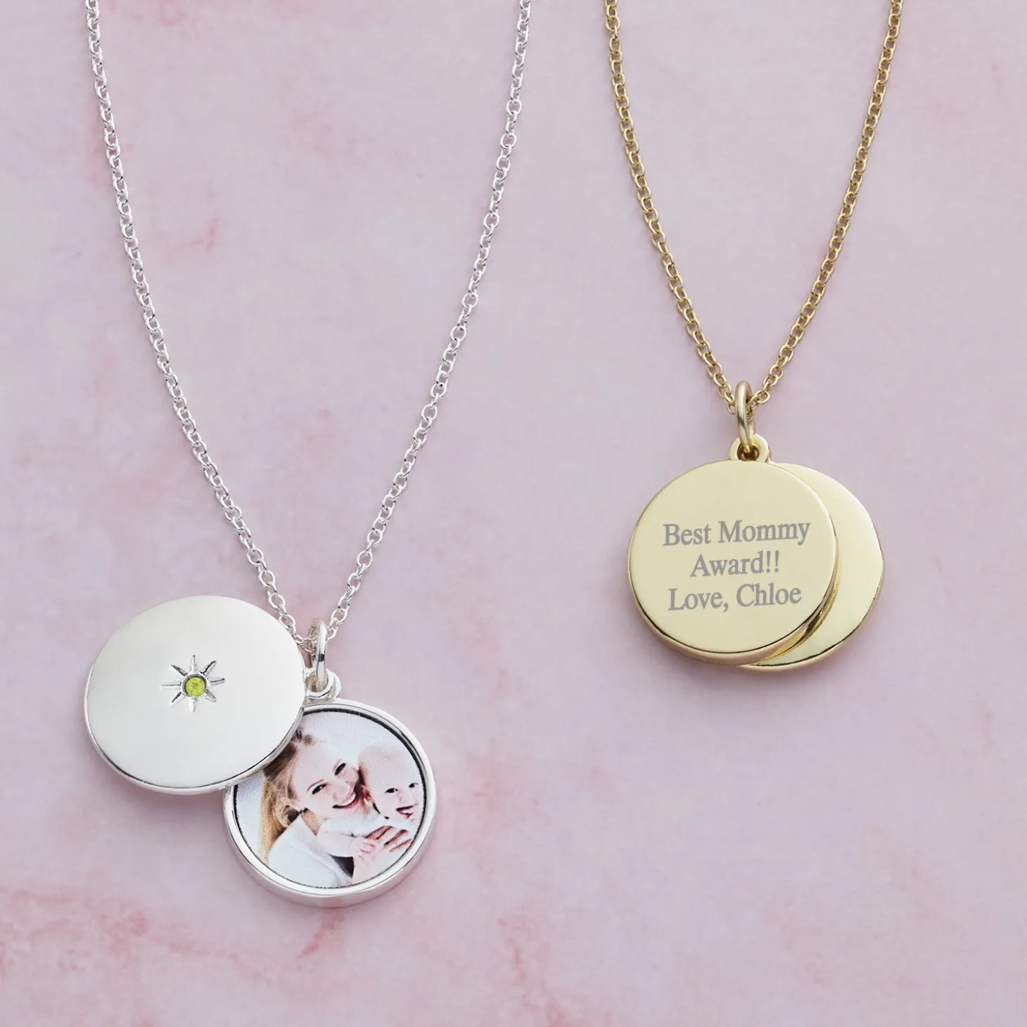 Sliding Locket Photo Birthstone Pendant