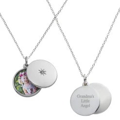 Sliding Locket Photo Birthstone Pendant
