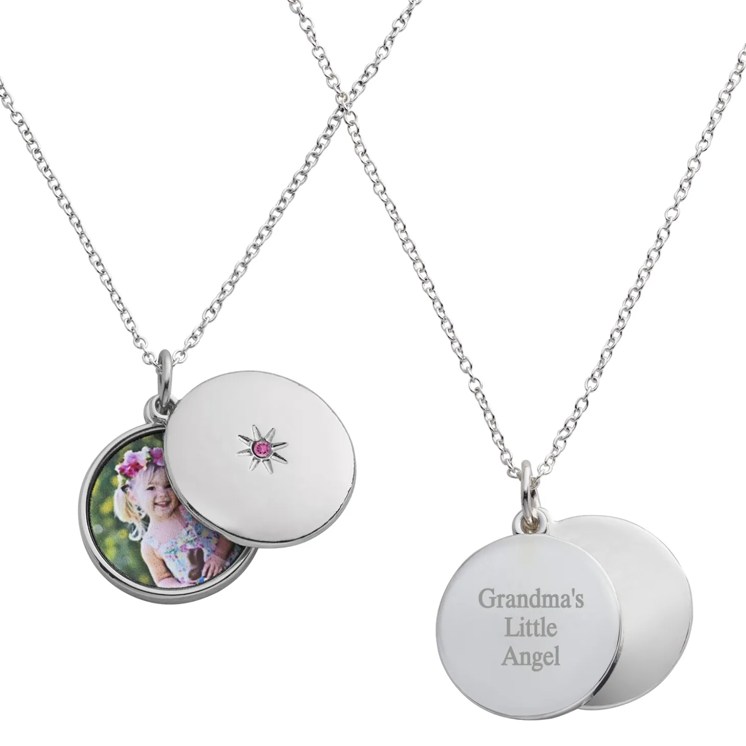 Sliding Locket Photo Birthstone Pendant