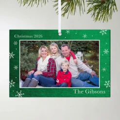 Snowflake Border Photo Rectangle Ornament