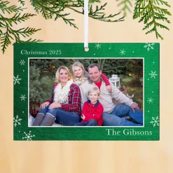 Snowflake Border Photo Rectangle Ornament