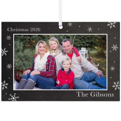 Snowflake Border Photo Rectangle Ornament