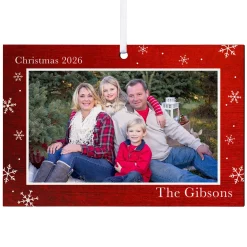Snowflake Border Photo Rectangle Ornament