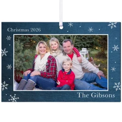 Snowflake Border Photo Rectangle Ornament