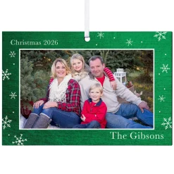 Snowflake Border Photo Rectangle Ornament