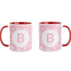 Snowflake Circle Initial Mug