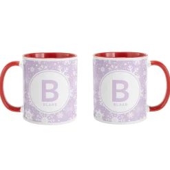 Snowflake Circle Initial Mug