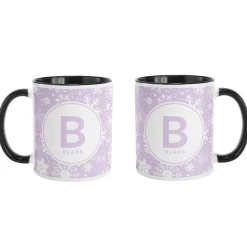 Snowflake Circle Initial Mug
