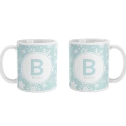 Snowflake Circle Initial Mug