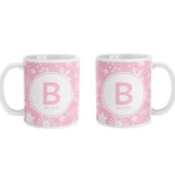Snowflake Circle Initial Mug