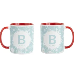 Snowflake Circle Initial Mug
