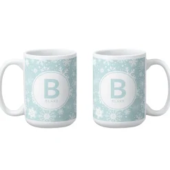 Snowflake Circle Initial Mug