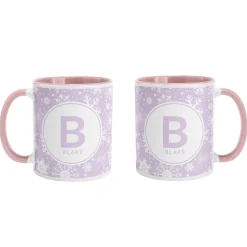 Snowflake Circle Initial Mug