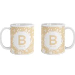 Snowflake Circle Initial Mug