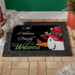 Snowman and Cardinal Doormat