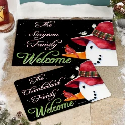 Snowman and Cardinal Doormat