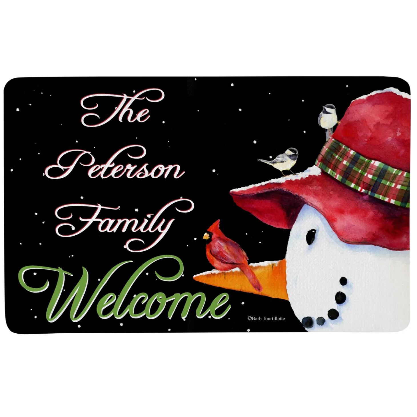 Snowman and Cardinal Doormat