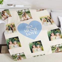 So Much Love Heart Photo Collage Plush Blanket