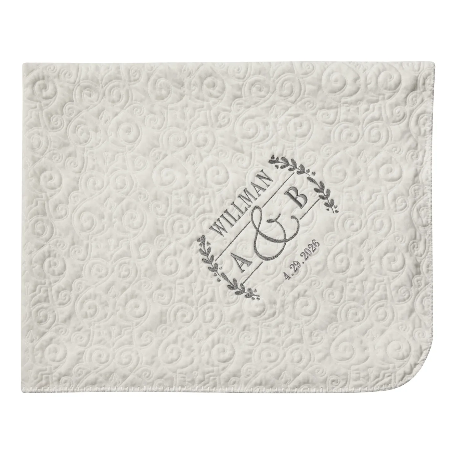 Sophisticated Couple Embroidered Quilted Throw