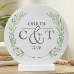 Sophisticated Couple Wood Circle with Stand