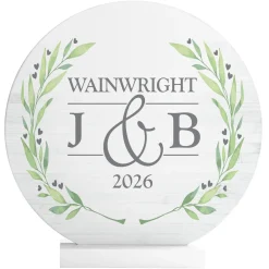 Sophisticated Couple Wood Circle with Stand