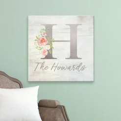 Sophisticated Floral Family Name Canvas