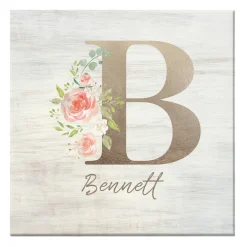 Sophisticated Floral Family Name Canvas