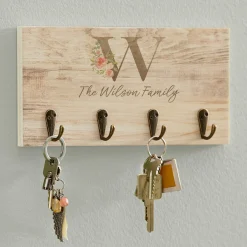 Sophisticated Floral Family Name Keyhook