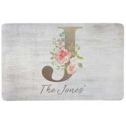 Sophisticated Floral Family Name Doormat