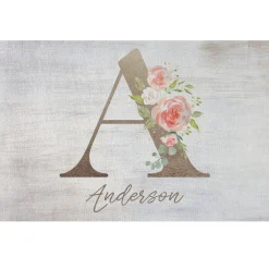 Sophisticated Floral Family Name Doormat