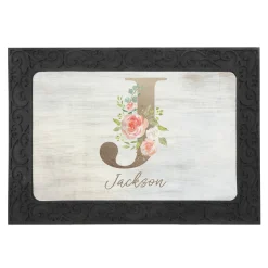 Sophisticated Floral Family Name Doormat