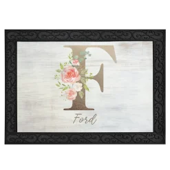 Sophisticated Floral Family Name Doormat