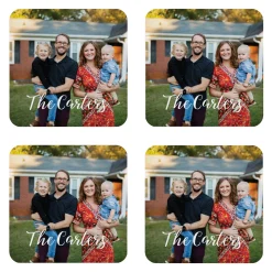 Sophisticated Script Photo Wood Coasters