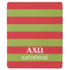 Sorority Greek Letters Striped Plush Blanket