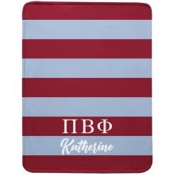 Sorority Greek Letters Striped Plush Blanket
