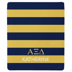 Sorority Greek Letters Striped Plush Blanket